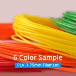 PLA Filament 1.75mm Sample 6 Colors for 3D Printing