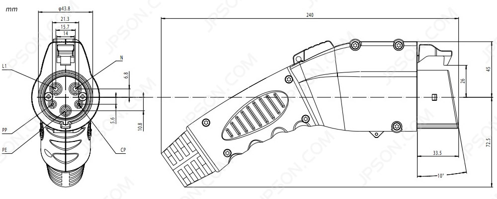 J1772 plug structure